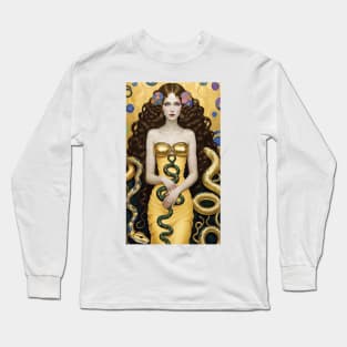 Gustav Klimt's Serpent Charms: Women Enchanted by Snakes Long Sleeve T-Shirt